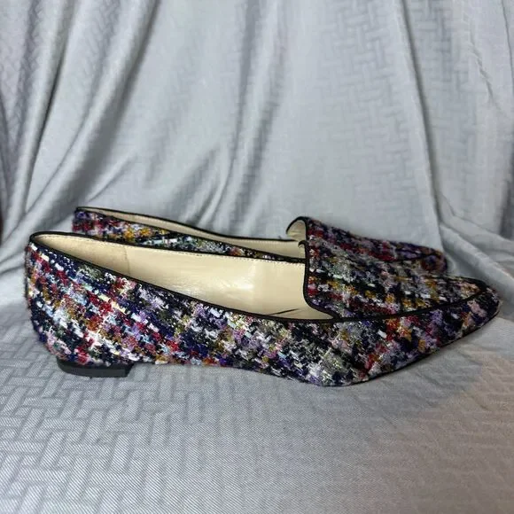 Nine West Abay 2 Women's Plaid Tweed Colorful Pointed Toe Flats Size 8.5 - Picture 4 of 11